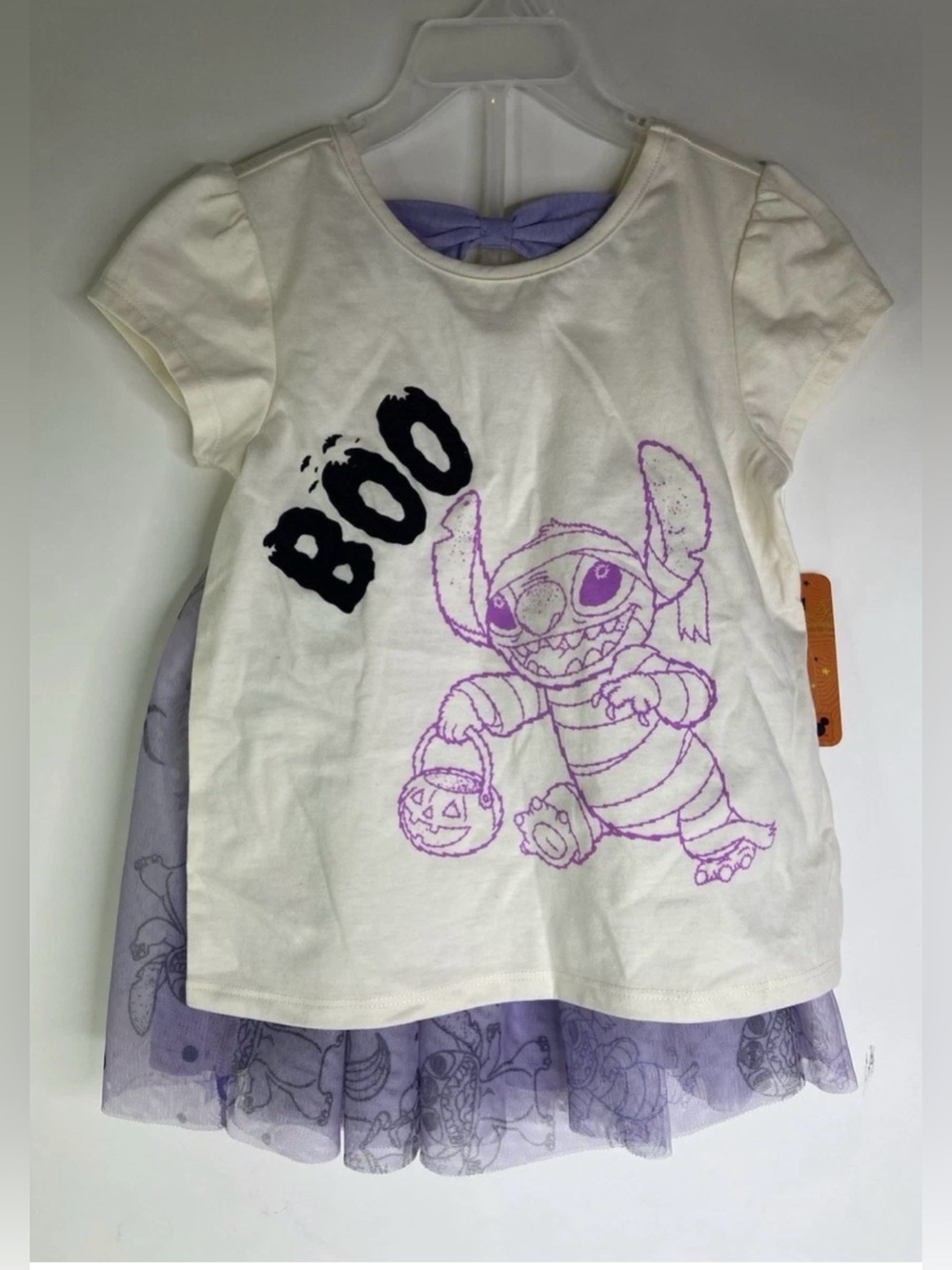 Disney White & Purple Halloween Stitch Tee top and Skirt